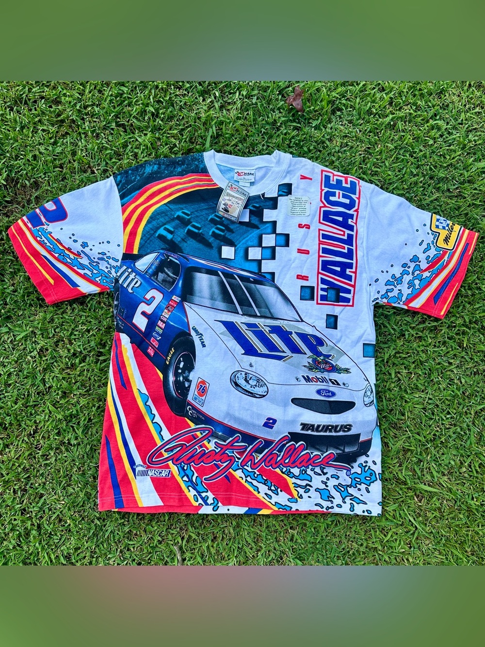 Vintage NWT NASCAR Rusty Wallace Miller Lite Chase Authentics XL AOP T-Shirt 🏁